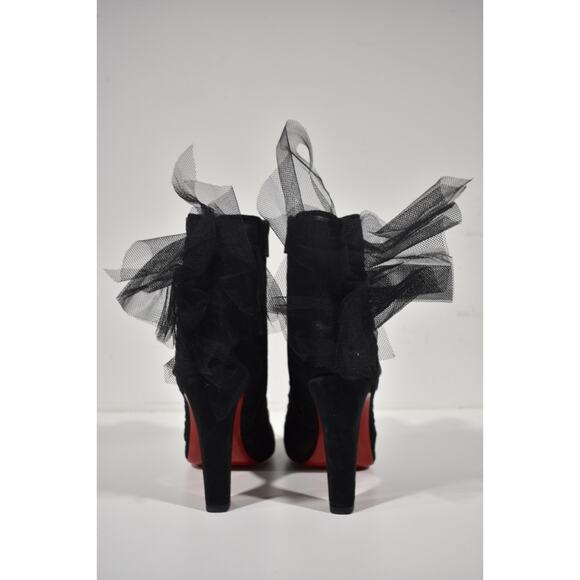 Christian Louboutin Libellibooty 100 Black Mesh Tulle Ankle Boot Heel Pump 40 - Picture 7 of 12